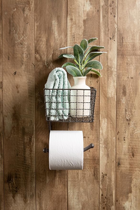 DII Rustic Bathroom Décor, Metal Storage, Toilet Paper Holder, Gray