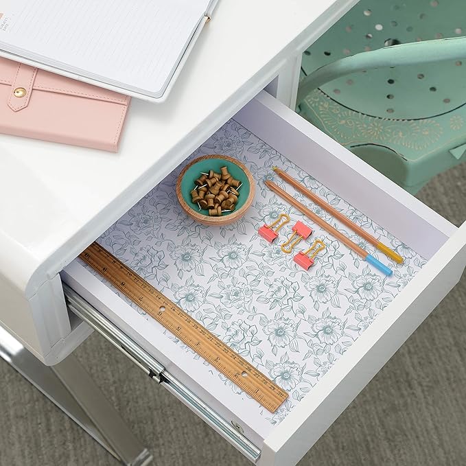 Con-Tact Brand Creative Covering, Self-Adhesive Shelf and Drawer Liner, Multi-Purpose Vinyl Roll, Easy to Use and Apply | Peel & Stick, 18'' x 9', English Rose Blue