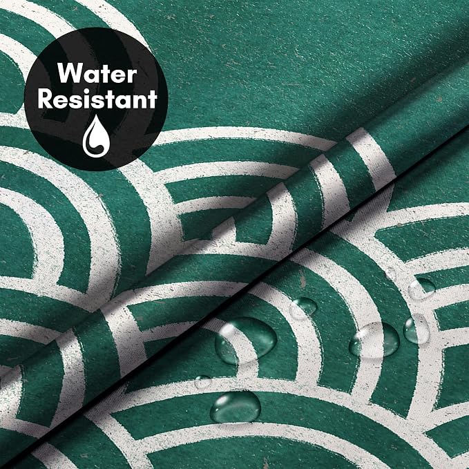 Americanflat 72x75 Hookless Shower Curtain - Water-Resistant Wave Pattern Shower Curtain with Sheer Panel, Snap-in Liner, and Durable Grommets - 100% Polyester - Teal and White