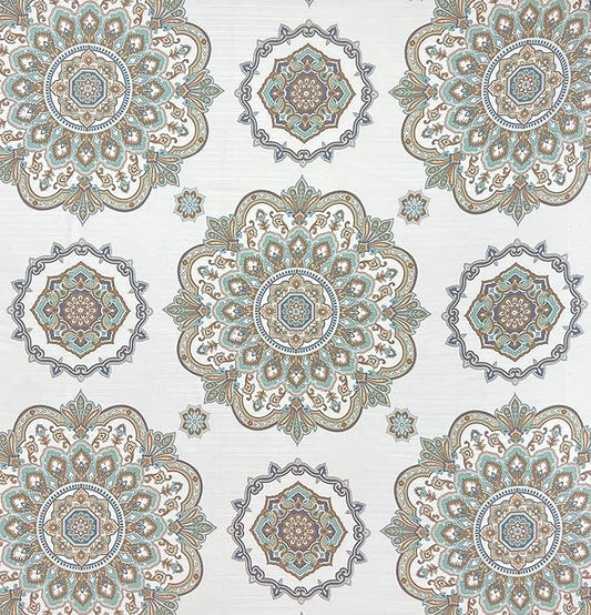 Serafina Home Hotel Quality Fabric Bathroom Shower Curtain: Floral Damask - Blue, Green, Brown, Taupe and Creme (72 x 70 inches)