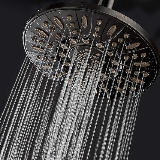 AquaDance OIL RUBBED BRONZE High Pressure 6-Setting 7" Rain Shower Head – Angle Adjustable, Anti-Clog Showerhead Jets, Tool-Free Installation - USA Standard Certified - U.S. Brand | Angle Adjustable with Extra-wide Flow Coverage & High Precision Anti-c...