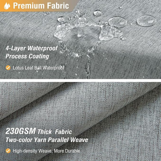 108x72 Linen Textured Waterproof Cloth Shower Curtain Set, Grey/Gray | Extra Wide Size, 230GSM Polyester, Heavy Duty Fabric, Weighted Hem, 18 Plastic Hooks, Modern Hotel Style, Machine Washable
