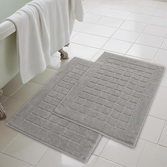 Superior 100% Cotton Bathmat Set, Bath Mats, Bathroom Decor, Shower, Bathtub Essentials, Home Accessories, Small Washable Rug, No Backing, Heavyweight, Nora Collection, Set of 2, 22" x 35", Charcoal