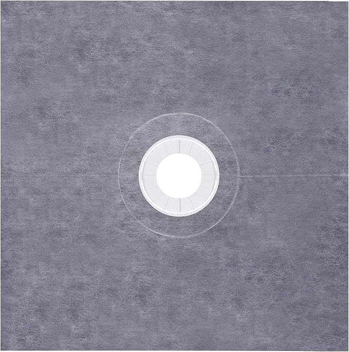 VEVOR Shower Curb Kit, 48"x48" Watertight Shower Curb Overlay with 4" ABS Central Bonding Flange, 4" Stainless Steel Grate, 2 Cuttable Shower Curb and Trowel, Shower Pan Slope Sticks Fit for Bathroom