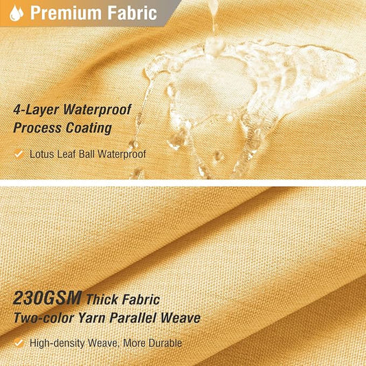 Long Linen Textured Waterproof Thick hower Curtain Set, 72x84, Gold | Tall Size, 230GSM Polyester, Heavy Duty Cloth, Weighted Hem, 12 Plastic Hooks, Modern Luxury Hotel Style, Machine Washable