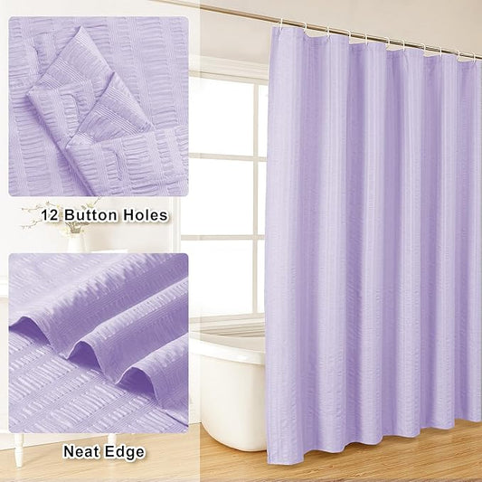 Aiyufeng Light Purple Shower Curtain for Bathroom, Embossed Textured Fabric Shower Curtain for Bathroom - Soft Cloth & Hotel Spa, Machine Washable, 72X84, Light Purple