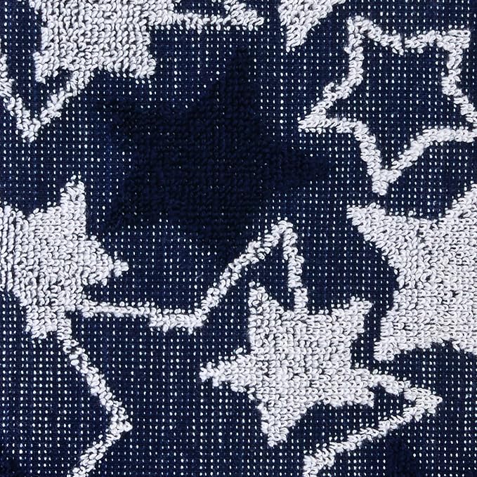 SKL Home Seasonal Stars Hand Towel Set-2pc, 100% Cotton Jacquard, Navy | Fun for Memorial Day, 4th of July, Labor Day & all patriotic holidays. For use in the bathroom, kitchen or bar.