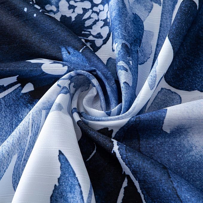 Dainty Home Blue Florals 3D Textured Weave Shower Curtain for Bathroom 70" x 72" Water-Resistant Washable Polyester Blend Fabric Bath Curtain, Decorative Bathroom Décor
