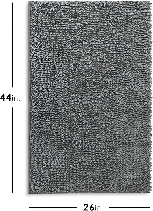 Hearth & Harbor Bathroom Rugs, Chenille Bath Mat - Machine Washable Bath Mats for Bathroom Non-Slip Backing Rubber, Quick Dry Bathroom Mat