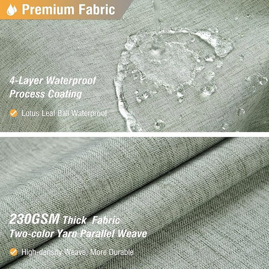 60x72 Linen Textured Waterproof Fabric Shower Curtain Set, Sage Green | Narrow Size, 230GSM Polyester, Heavy Duty Cloth, Weighted Hem, 10 Plastic Hooks, Modern Luxury Hotel Style, Machine Washable