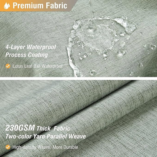 54x78 Linen Textured Waterproof Fabric Shower Curtain Set, Sage Green | Narrow Long Size, 230GSM Polyester, Heavy Duty Cloth, Weighted Hem, 10 Hooks, Modern Luxury Hotel Style, Machine Washable