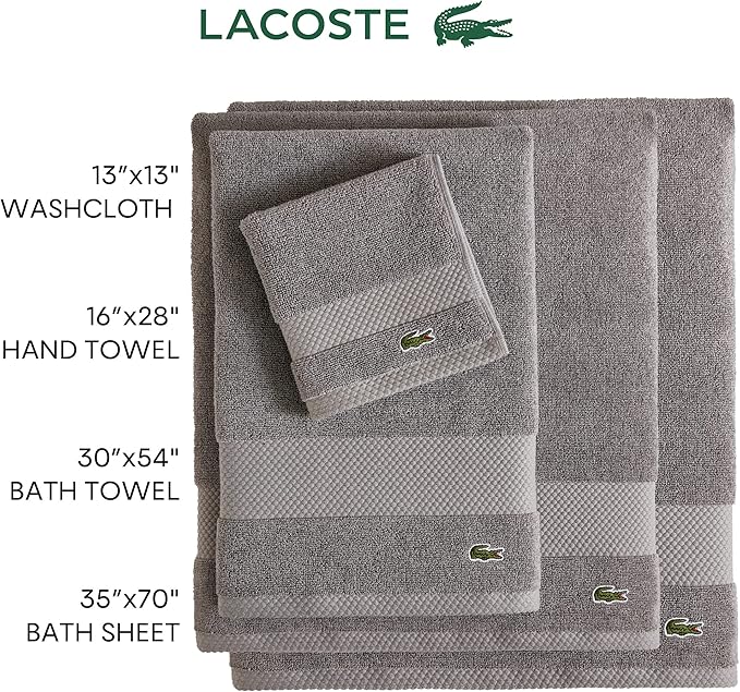 Lacoste Heritage Anti-Microbial Supima Cotton Hand Towel, Magenta, 16" x 30" – Absorbent & Quick Drying, Premium Super Soft Bath Towel, Bathroom Essential, Gift for All Occasions, Machine Washable