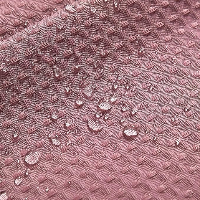River Dream Waffle No Hook Shower Curtain with Liner,Pale Mauve,71x74 | Dotted Waffle,Snap-in Liner,Heavy Duty,Quick Dry,Mesh Top Window,With Bottom Magnets,Hotel-Grade,Washable,Standard Size