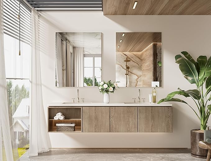 Frameless Mirror 30" x 36" Frameless Tempered Bathroom Vanity Wall Mirror for Bedroom, Living Room, Entryway, Gym, Vertically/Horizontally