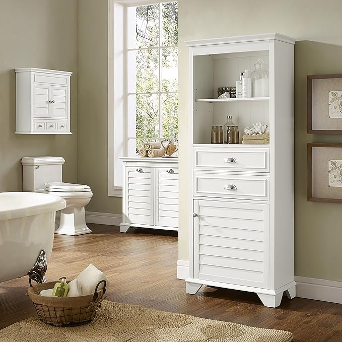 Crosley Furniture Lydia Wall Mounted Bathroom Storage Medicine Cabinet with a Drawer and Shelves, White