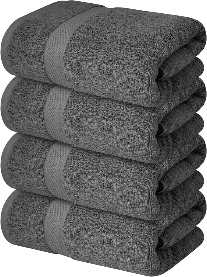 Infinitee Xclusives 100% Ring-Spun Cotton Bath Towels for Bathroom - Pack 4 | Luxury Super Soft, Absorbent & Quick-Drying |27x54 inches| Large Bathroom Towels Set |600 GSM| Gym, Shower, Spa & Hotel Use