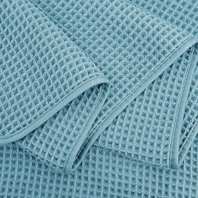 POLYTE 430 GSM Poly Blend Microfiber Quick Dry Waffle Bath Towel, 30x60 in | 4 Pack, Oversize, Lint Free, Body Towel