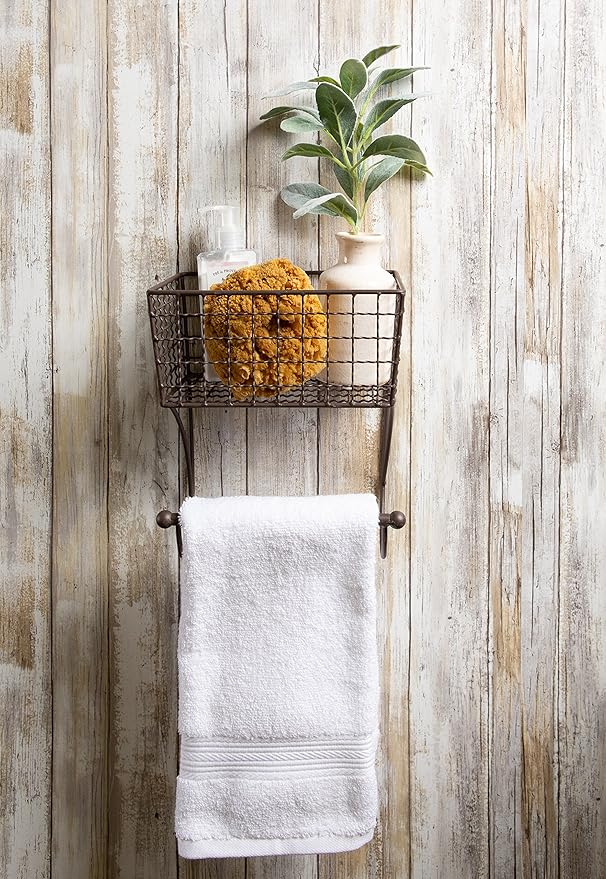 DII Rustic Bathroom Décor, Metal Storage, Small Towel Bar, Rustic
