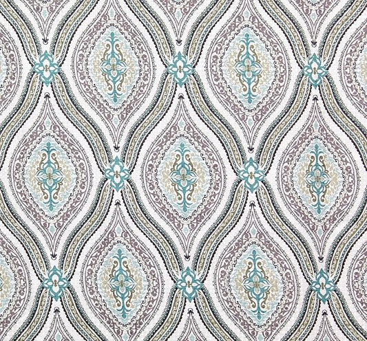 Serafina Home Hotel Quality Fabric Bathroom Shower Curtain: Modern Damask Paisley - Beige, Green and Taupe (72 x 70 inches)