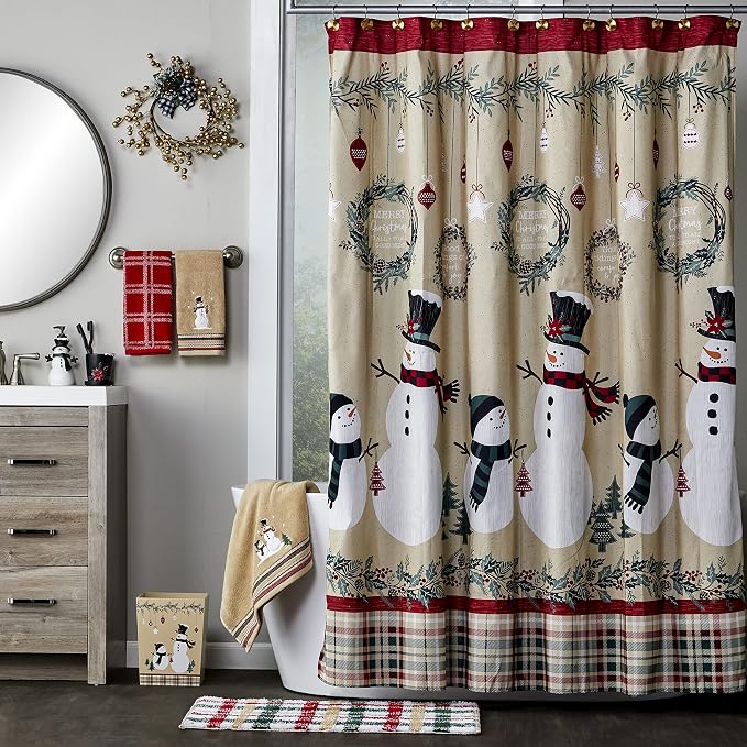 SKL Home Christmas/Winter Rustic Plaid Snowman Toothbrush Holder, Multi | Can be used in the bathroom, kitchen, bar or any sink space.
