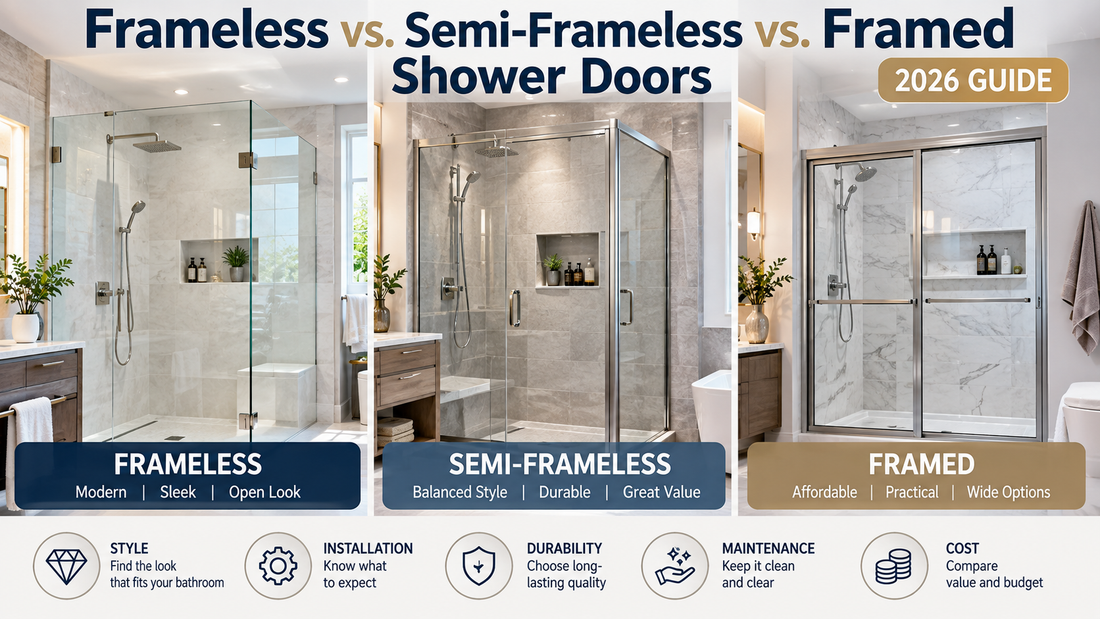 Frameless vs Semi-Frameless vs Framed Shower Doors (2026 Guide)