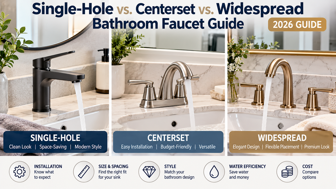 Compare single-hole, centerset, and widespread bathroom faucets. Discover the best fit for your sink, installation needs, style, and budget in 2026.