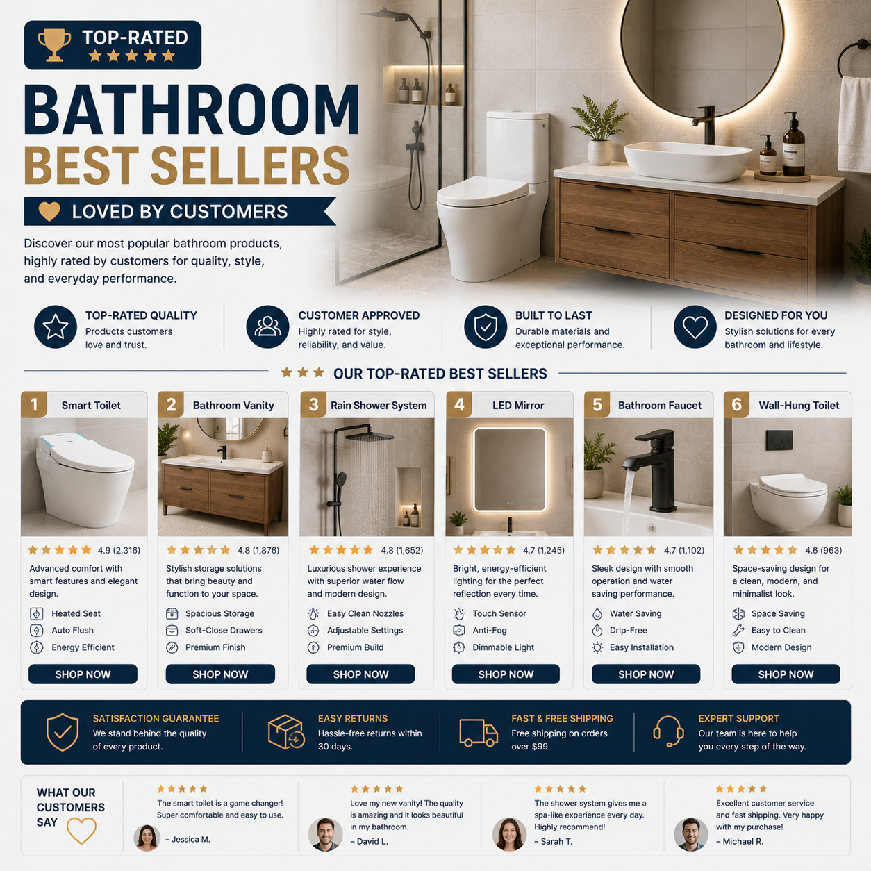 Top Rated Bathroom Best Sellers Collection Featuring Smart Toilets Vanities Shower Systems And Bathroom Upgrades