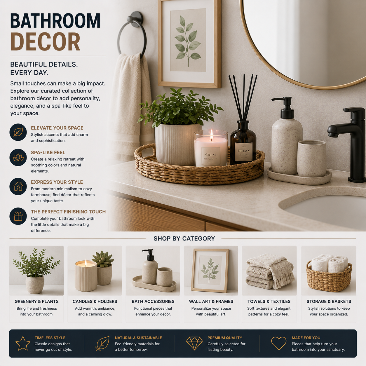 Upgrade your space with Bathroom Decor designed to enhance style, comfort, and visual appeal.