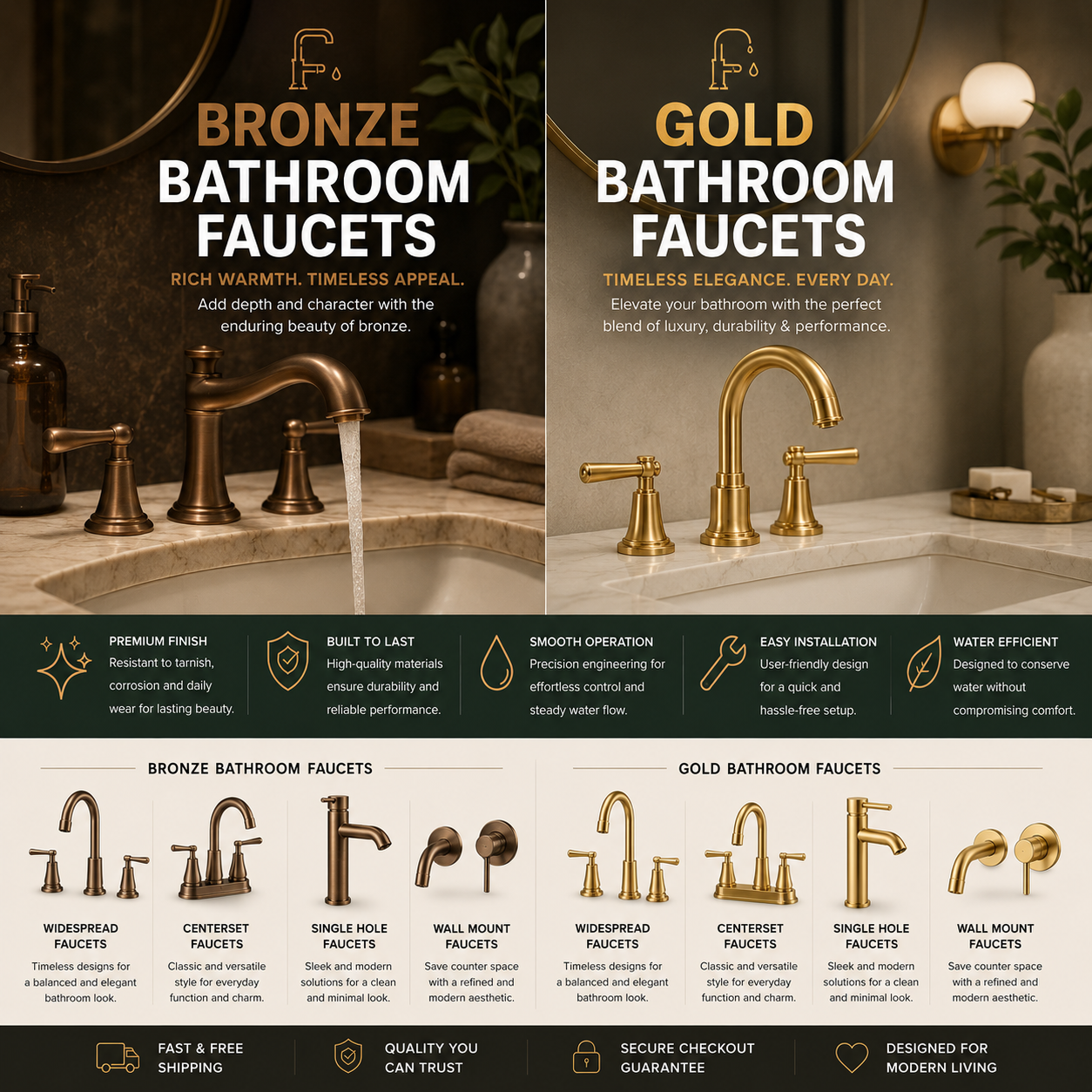 Oil rubbed bronze bathroom sink faucet for modern vanity with durable finish, elegant warm bronze tone, water-saving performance, easy installation, and timeless luxury style for master bathroom, guest bath, and powder room remodel