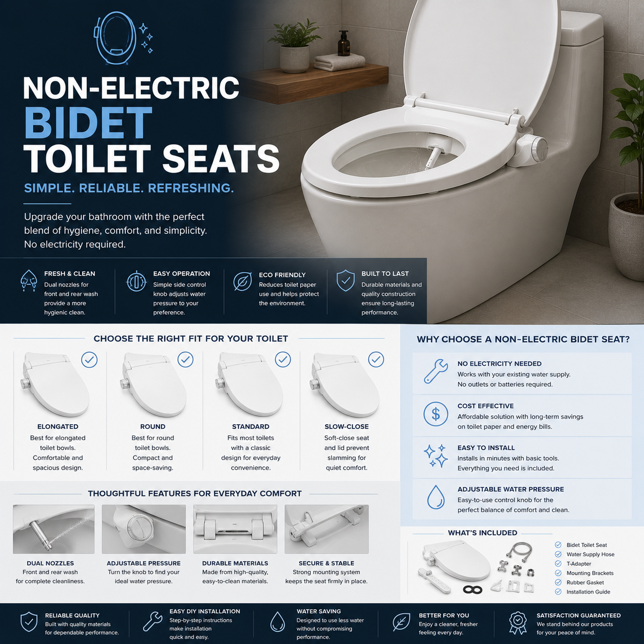 Non-Electric Bidet Toilet Seats