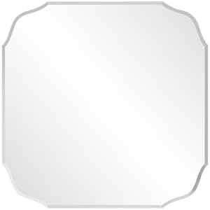 Silver Wall Mirror-Beveled Edge Frameless Mirror for Bathroom, Vanity, Bedroom, Rectangle Mirror（24X24inch）