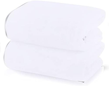 TENSTARS Silk Hemming Bath Towels for Bathroom Clearance - 27 x 55 inches - Light Thin Quick Drying - Soft Microfiber Absorbent Towel for Bath Fitness, Sports, Yoga, Travel, Gym - 2 Pack, White