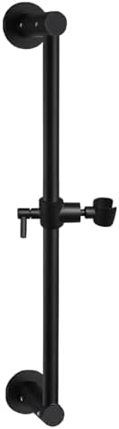 Shower Slide Bar Adjustable Handheld Shower Head Holder Wall Mount - 15inch All-Metal Shower Head Slide Bar Compatible with Bathroom Drill Free Glue Installation - Black
