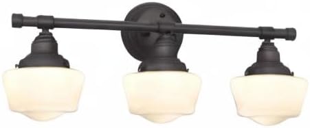 Westinghouse 6342100 Scholar Three-Light Indoor Wall Fixture, Oil Rubbed Bronze Finish with White Opal Glass , Oil-rubbed Bronze