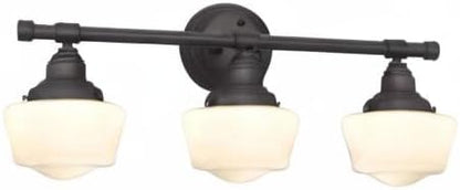 Westinghouse 6342100 Scholar Three-Light Indoor Wall Fixture, Oil Rubbed Bronze Finish with White Opal Glass , Oil-rubbed Bronze