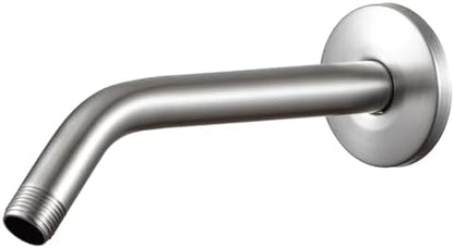 OFFO Shower Arm with Flange, 10 in Brushed Nickel Wall Mount Replacement Angle Shower Head Arm Wall-Mounted For Fixed Shower Head & Handheld Showerhead