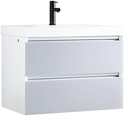 Blossom 30 inch LED Lighted Bathroom Vanity with Acrylic Sink | Wall Mounted Vanity with Dimmable LED Lights | Modern Floating Design for Small Bathrooms | 30" w/Acrylic Sink, Light Grey
