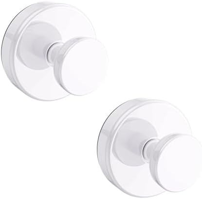Bntuk Suction Cup Hooks for Shower, Removable Towel Hooks for Bathroom Window Glass Door Wall, Bath Robe Looafh Hook for Hanging - 2 Pack, White