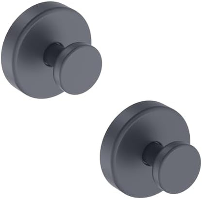 Bntuk Suction Cup Hooks for Shower, Removable Towel Hooks for Bathroom Window Glass Door Wall, Bath Robe Looafh Hook for Hanging - 2 Pack, Grey