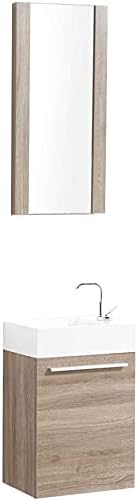 Blossom 18-Inch Floating Bathroom Vanity with Acrylic Sink and Mirror, All-Wood Construction, Space-Saving Wall Mounted Vanity for Compact Bathrooms, Modern Design Bathroom Sink Cabinet, Cart Oak