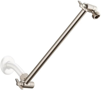 11 Inch Adjustable Shower Head Extension Arm With Locking Set Screw, Singing Rain 304 Stainless Steel Nickel Brushed Angle Height Adjustable, G1/2 Universal Connector Compatible (Nickel Brushed)