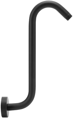 NearMoon S Shaped Shower Head Riser Arm, Shower Extender Arm with Flange, Standard 1/2" Connection- Bathroom Accessory (12 Inch, Matte Black)