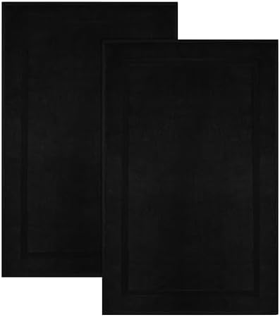 COTTON CRAFT Bath Mats - 2 Pack Step Out Tub Shower Floor Mat -21x30- Black