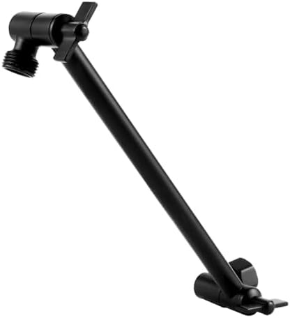 Heavy Duty Adjustable Shower Arm, 11" 100%Brass Extension with Gear Lock Teeth & Swivel Nut,Strong Load Support, No Sagging, Keeps ShowerHead Straight, Leak-Free, G1/2 NPT（Matt Black）