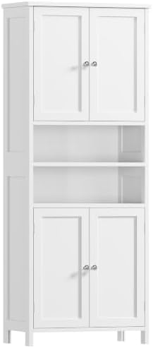 TEENFON 66.9" H Tall Bathroom Storage Cabinet with 4 Doors & 2 Open Shelves
