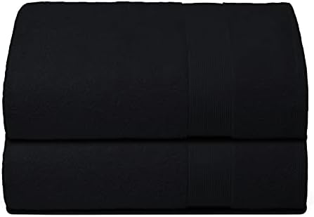Belizzi Home Premium Cotton Oversized 2 Pack Bath Sheet 35x70-100% Pure Cotton - Ideal for Everyday use - Ultra Soft & Highly Absorbent - Machine Washable - Black