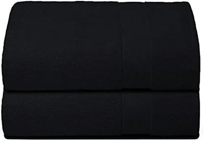 Belizzi Home Premium Cotton Oversized 2 Pack Bath Sheet 35x70-100% Pure Cotton - Ideal for Everyday use - Ultra Soft & Highly Absorbent - Machine Washable - Black