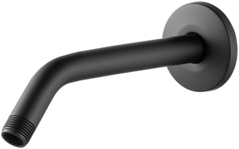 OFFO Shower Arm with Flange, 10 in Wall Mount Replacement Angle Shower Head Arm Wall-Mounted For Fixed Shower Head & Handheld Showerhead, Matte Black