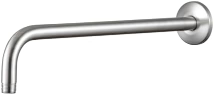 OFFO Shower Arm with Flange, 16 in Brushed Nickel Wall Mount Replacement Angle Shower Head Arm Wall-Mounted For Fixed Shower Head & Handheld Showerhead