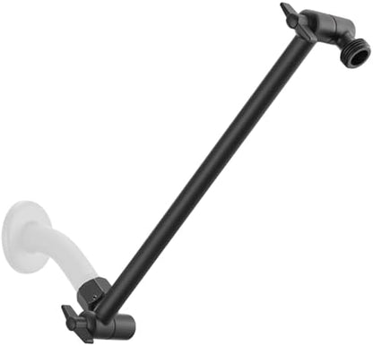 11 Inch Adjustable Shower Head Extension Arm With Locking Set Screw, Singing Rain 304 Stainless Steel Matt Black Angle Height Adjustable, Easy Install, G1/2 Universal Connector Compatible (Matt Black)